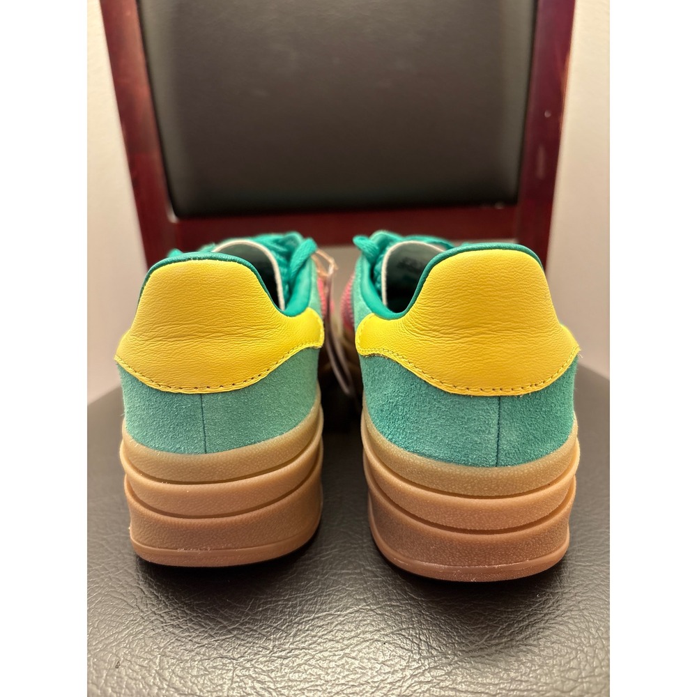 New Adidas Gazelle Bold W Platform Sneakers Green Pink Yellow Women's Size 8 - Picture 3 of 7